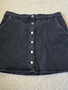 Roxy Black Denim Button Down Skirt
